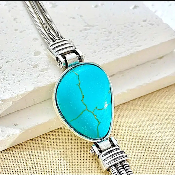 Vintage Boho Silver Turquoise Bracelet - Picture 7 of 9